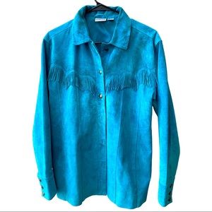 Chico’s Southwestern Style Suede Coat with Fringe.